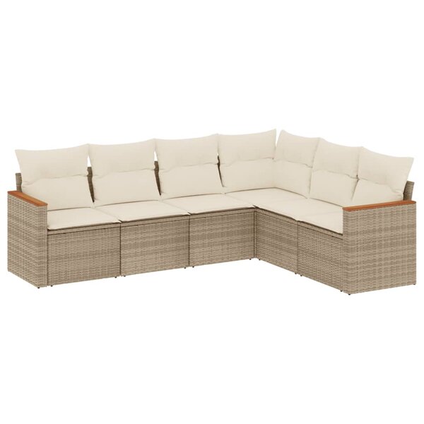 vidaXL Salon de jardin avec coussins 6 Pièces beige résine tressée