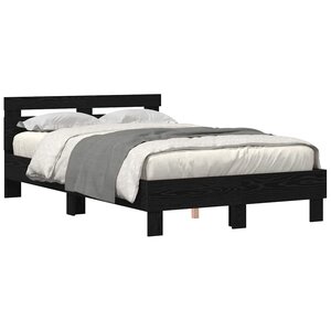 vidaXL Cadre de lit avec LED Chêne noir 120 x 190 cm Bois d'ingénierie