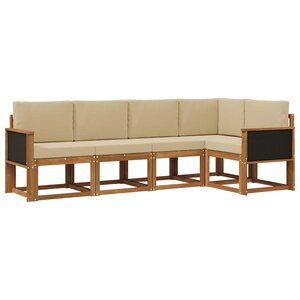 vidaXL Ensemble de canapés d'extérieur 5 pc Naturel et Beige Polyester