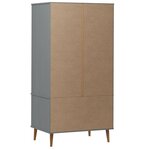 vidaXL Garde-robe MOLDE Gris 90x55x175 cm Bois massif de pin