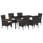 vidaXL Ensemble de salle à manger pour jardin 7 Pièces Noir Poly rotin
