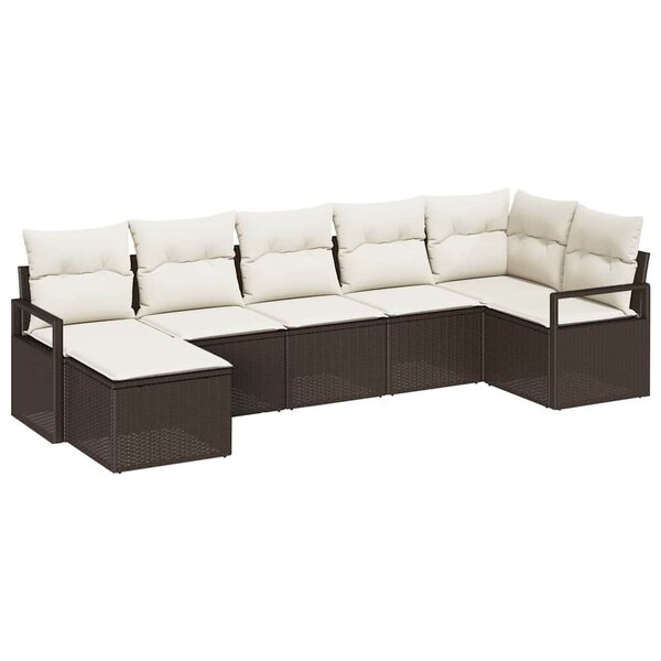 vidaXL Ensemble de canapé de jardin 7 Pièces Marron Poly rotin