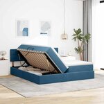 vidaXL Lit de rangement LED avec matelas Bleu foncé 200 x 200 cm