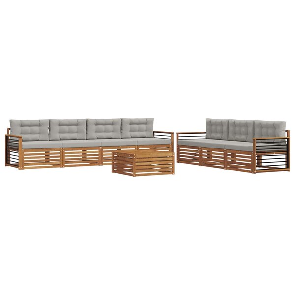 vidaXL Ensemble de canapés d'extérieur 8 Pièces Gris Naturel et Clair