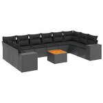 vidaXL Salon de jardin 11 Pièces avec coussins noir résine tressée