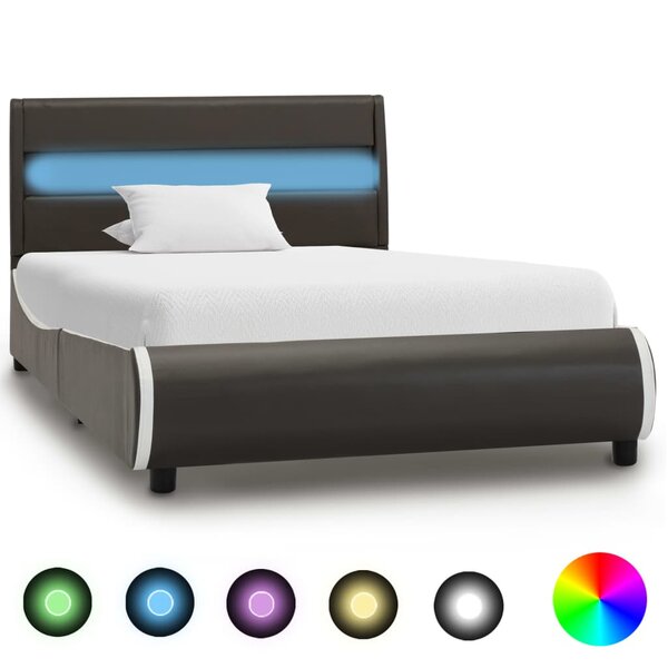 vidaXL Cadre de lit avec LED Anthracite Similicuir 100x200 cm