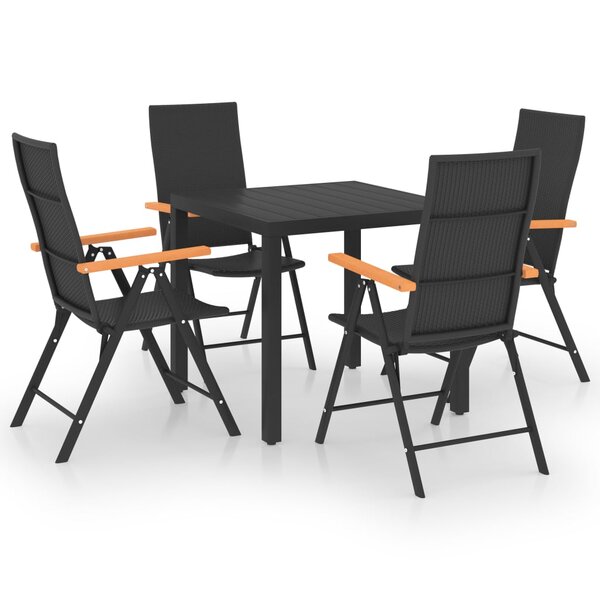 vidaXL Ensemble à manger de jardin 5 Pièces noir et marron