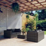 vidaXL Salon de jardin 5 Pièces avec coussins Résine tressée Gris