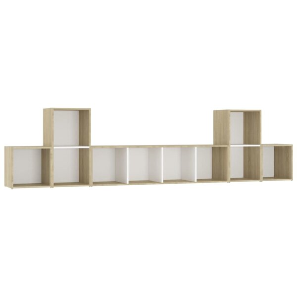vidaXL Ensemble de meubles TV 5 Pièces Blanc chêne sonoma Bois ingénierie