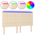 vidaXL Tête de lit à LED Crème 160x5x118/128 cm Tissu
