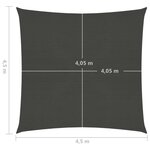 vidaXL Voile d'ombrage 160 g/m² Anthracite 4 5x4 5 m PEHD