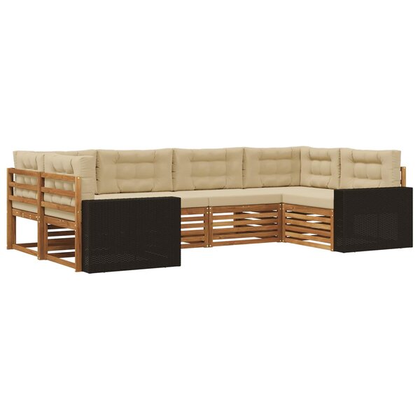 vidaXL Ensemble de canapés d'extérieur 6 pc Naturel et Beige