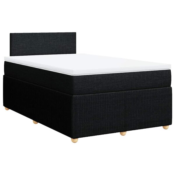 vidaXL Sommier à lattes de lit avec matelas noir 120x190 cm tissu