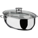 GSW - 411318 - Cocotte - Acier Inoxydable Massif 18/10 - 33 cm - 1 couvercle inox + 1 couvercle en verre avec poignée AROMA