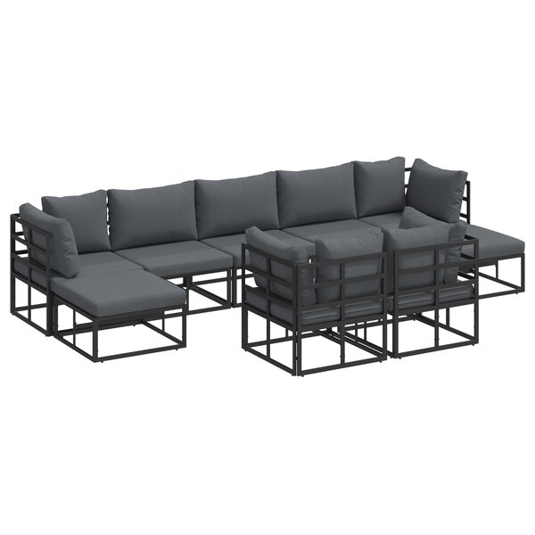 vidaXL Ensemble de canapé de jardin 9 Pièces Noir 353 x 141 5 x 71 cm