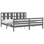 vidaXL Cadre de lit sans matelas gris 200x200 cm bois massif