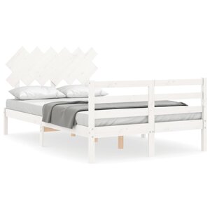 vidaXL Cadre de lit sans matelas blanc bois massif