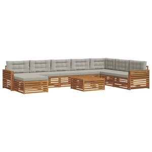 vidaXL Ensemble de canapés d'extérieur 9 Pièces Gris Naturel et Clair