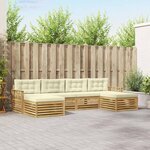 vidaXL Ensembles de canapés 6 Pièces Blanc et crème Bois d'Acacia Massif