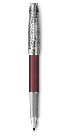 Parker sonnet premium stylo roller  métal et laque rouge  recharge noire pointe fine  coffret cadeau