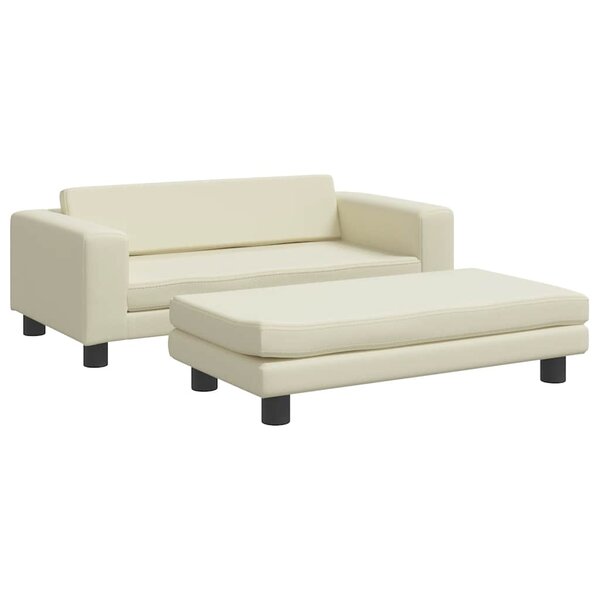vidaXL Canapé avec repose-pied pour enfants crème 100x50x30 cm