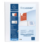 Classeur Personnalisable Rigide 2 Poches Kreacover - 2 Anneaux En D 40mm - A4 Maxi - Blanc - X 10 - Exacompta