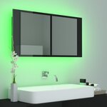 vidaXL Armoire à miroir de bain à LED Noir brillant Acrylique