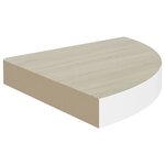 vidaXL Étagères d'angle murales 2 Pièces Chêne et blanc 25x25x3 8 cm MDF