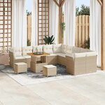 vidaXL Ensemble de canapé de jardin avec coussin 13 Pièces beige et crème