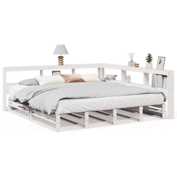 vidaXL Lit bibliothèque sans matelas blanc 180x200 cm bois pin massif
