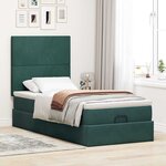 vidaXL Cadre de lit ottoman avec matelas vert foncé 100x200 cm velours