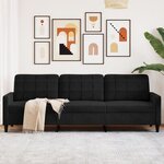 vidaXL Canapé à 3 places Noir 210 cm Velours
