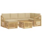 vidaXL Ensemble de canapés d'extérieur 7 pc Blanc et Beige Polyester