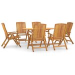 vidaXL Ensemble à manger de jardin 7 Pièces Bois de teck solide