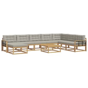 vidaXL Ensemble de canapés d'extérieur 9 Pièces Blanc et gris clair