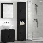 vidaXL Cabinet de salle de bain TULUM Noir 37 x 31.5 x 203 cm