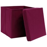 vidaXL Boîtes de rangement 4 Pièces Rouge foncé 32x32x32 cm Tissu