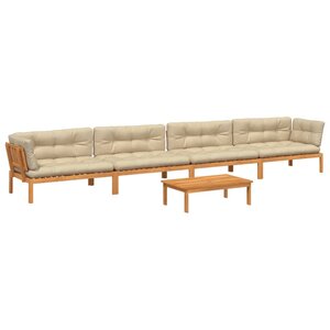 vidaXL Salon palette de jardin avec coussins 5Pièces bois d'acacia massif