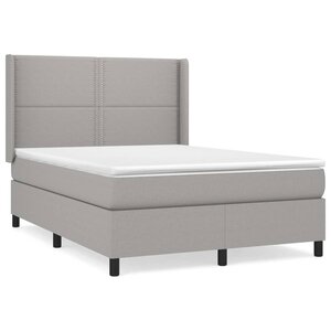 vidaXL Sommier à lattes de lit avec matelas Gris clair 140x200cm Tissu