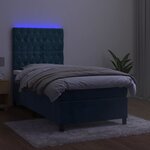 vidaXL Sommier à lattes de lit et matelas et LED Bleu foncé 90x200 cm