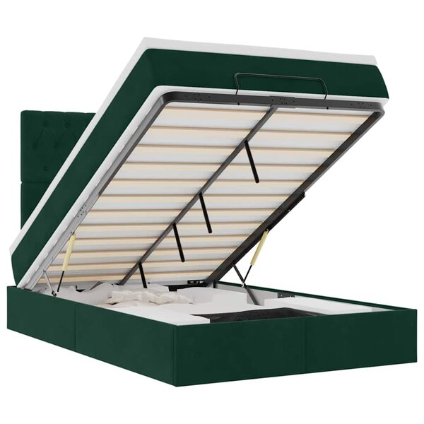 vidaXL Cadre de lit ottoman avec matelas vert foncé 120x190 cm velours