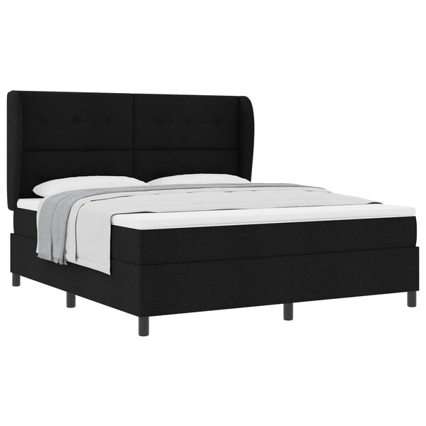 vidaXL Lit à ressorts avec matelas Noir 180 x 200 cm tissu