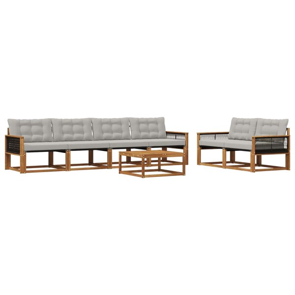 vidaXL Ensemble de canapés d'extérieur 7 Pièces Naturel et gris clair