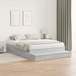 vidaXL Cadre de lit avec rangement Sonoma gris 226 5 x 140 x 31 5 cm