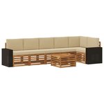 vidaXL Ensemble de canapés d'extérieur 7 pc Naturel et Beige Polyester