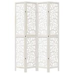 vidaXL Cloison de séparation 4 panneaux blanc bois de paulownia massif
