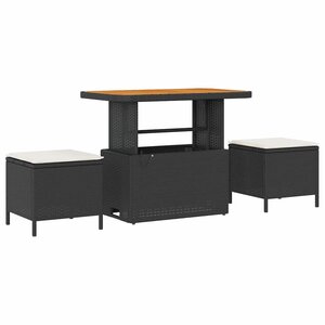 vidaXL Ensemble de salle à manger pour jardin Noir Poly rotin