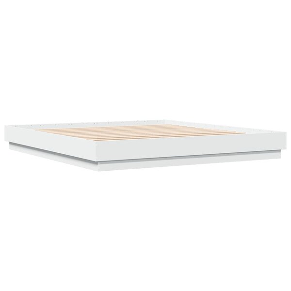vidaXL Cadre de lit blanc 200x200 cm bois d'ingénierie