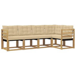 vidaXL Ensemble de canapés d'extérieur 5 Pièces Blanc et Beige