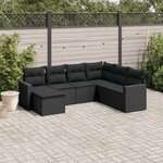 vidaXL Salon de jardin 7 Pièces avec coussins noir résine tressée